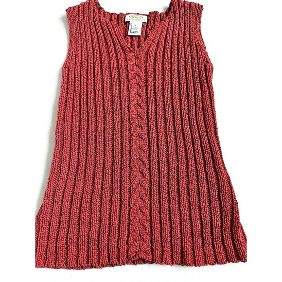 Talbots 90's Vintage Ribbed Knit Sleeveless Sweater Tank Top Red Petite Small - Picture 1 of 8